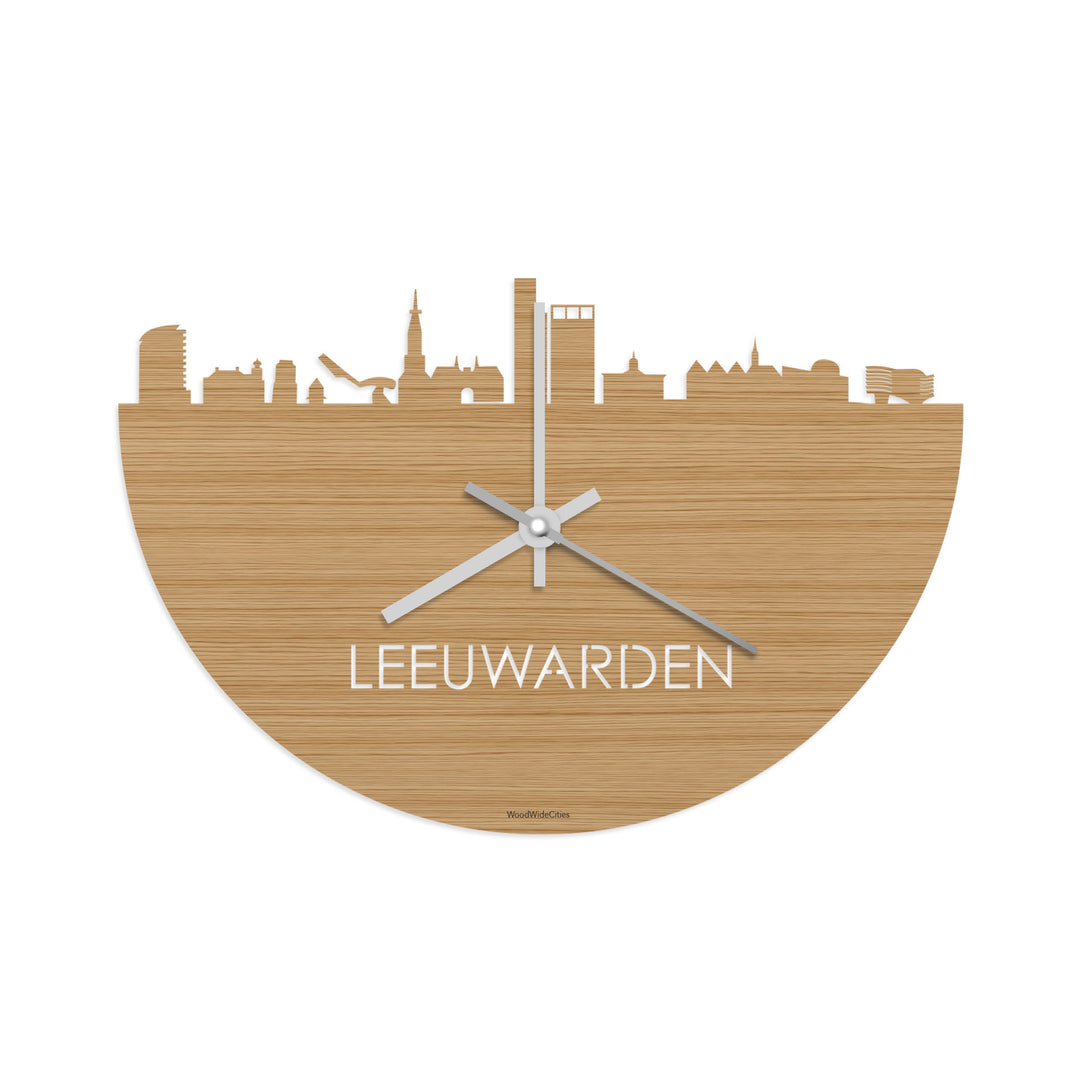 Skyline Klok Leeuwarden Bamboe houten cadeau decoratie relatiegeschenk van WoodWideCities