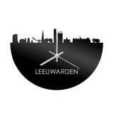 Skyline Klok Leeuwarden Zwart glanzend gerecycled kunststof cadeau decoratie relatiegeschenk van WoodWideCities