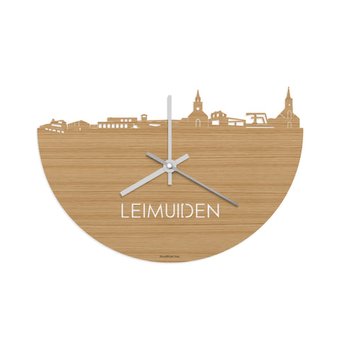Skyline Klok Leimuiden Bamboe houten cadeau decoratie relatiegeschenk van WoodWideCities