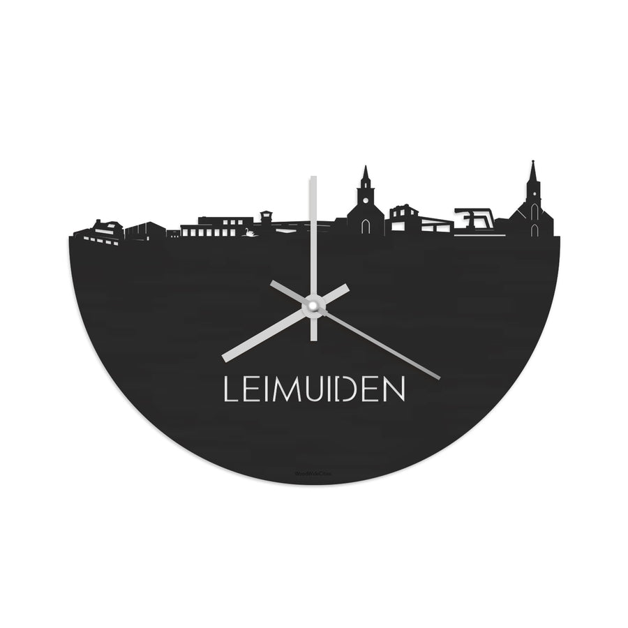Skyline Klok Leimuiden Black Zwart houten cadeau decoratie relatiegeschenk van WoodWideCities