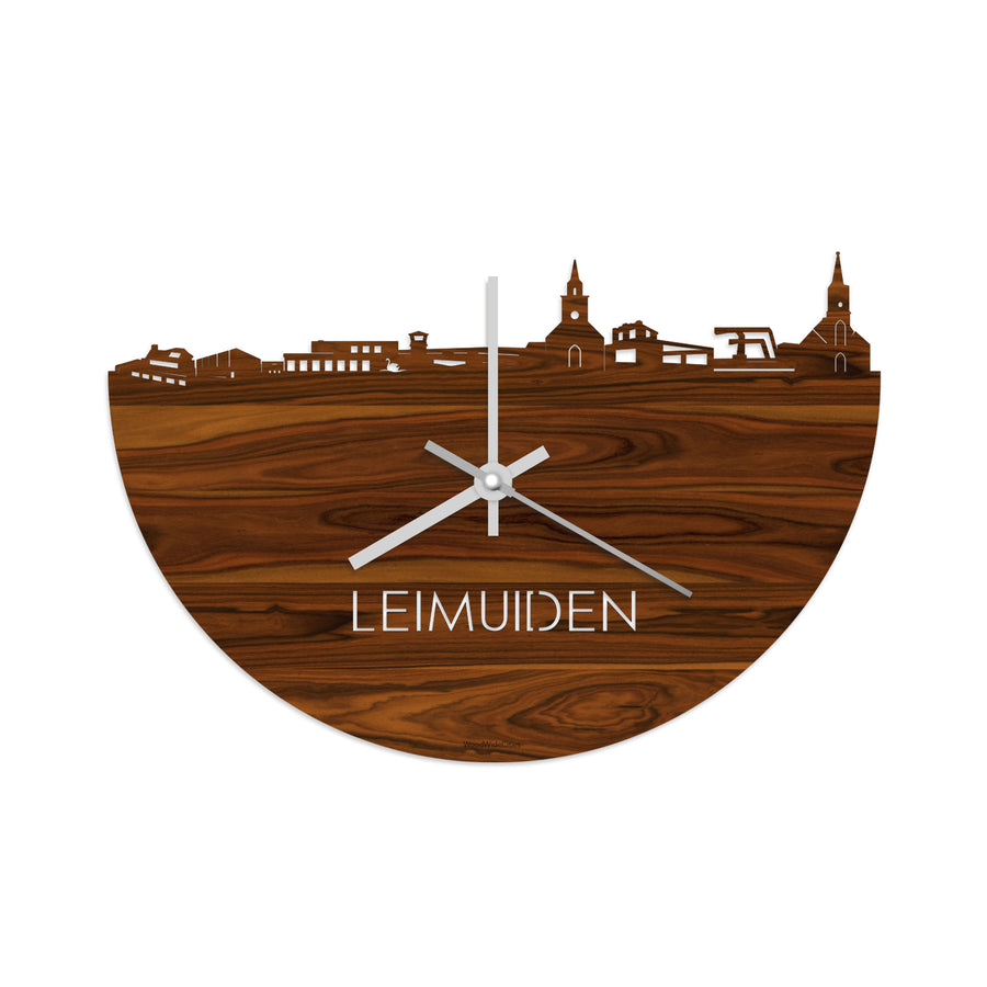 Skyline Klok Leimuiden Palissander houten cadeau decoratie relatiegeschenk van WoodWideCities