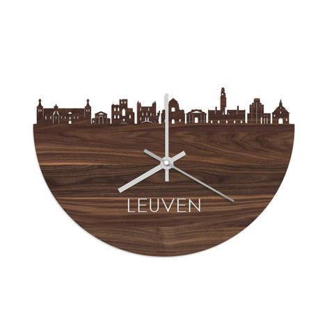 Skyline Klok Leuven Noten houten cadeau wanddecoratie relatiegeschenk van WoodWideCities