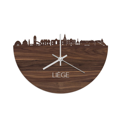 Skyline Klok Liège Noten houten cadeau wanddecoratie relatiegeschenk van WoodWideCities