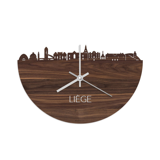 Skyline Klok Liège Noten houten cadeau wanddecoratie relatiegeschenk van WoodWideCities
