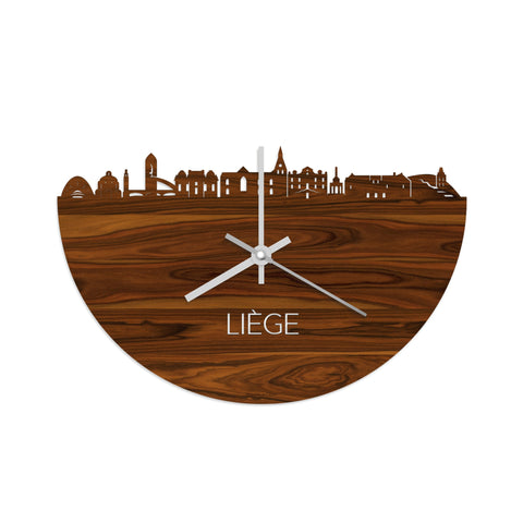 Skyline Klok Liège Palissander houten cadeau wanddecoratie relatiegeschenk van WoodWideCities