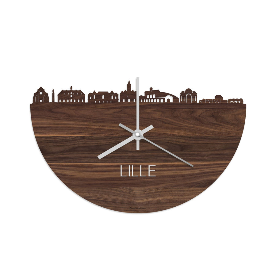 Skyline Klok Lille Noten houten cadeau decoratie relatiegeschenk van WoodWideCities