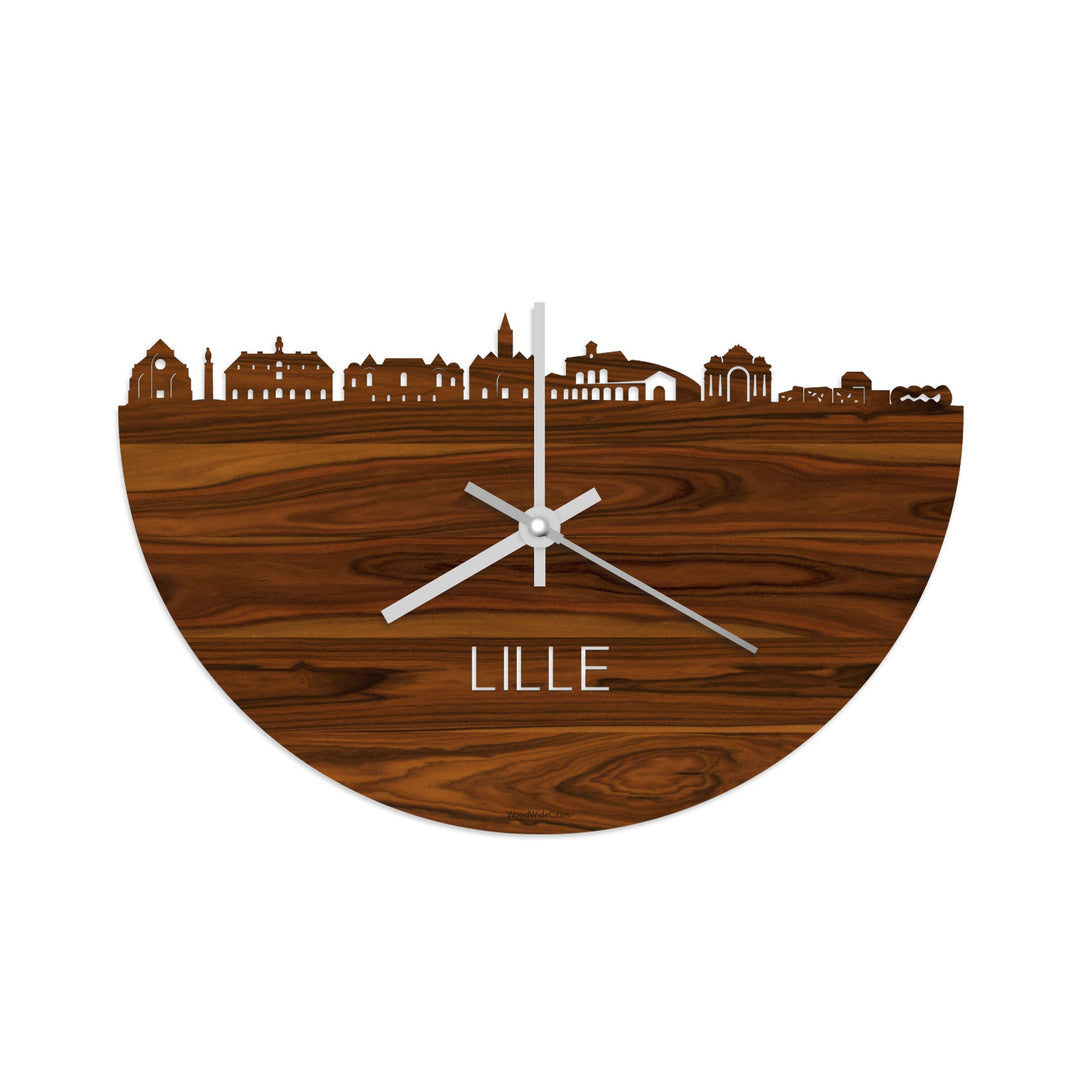 Skyline Klok Lille Palissander houten cadeau decoratie relatiegeschenk van WoodWideCities