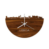 Skyline Klok Lisboa Palissander houten cadeau decoratie relatiegeschenk van WoodWideCities
