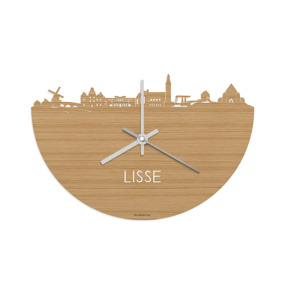Skyline Klok Lisse Bamboe houten cadeau decoratie relatiegeschenk van WoodWideCities