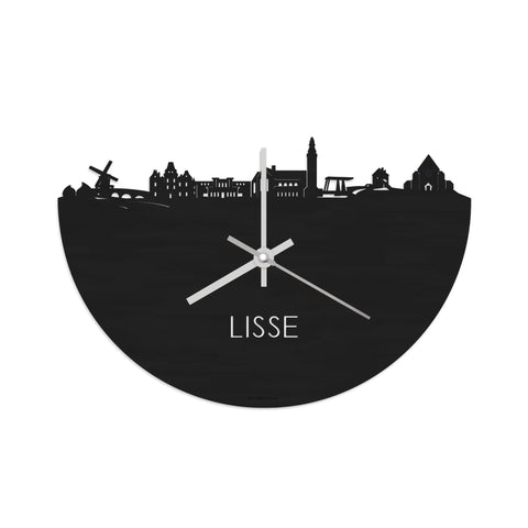 Skyline Klok Lisse Black Zwart houten cadeau decoratie relatiegeschenk van WoodWideCities