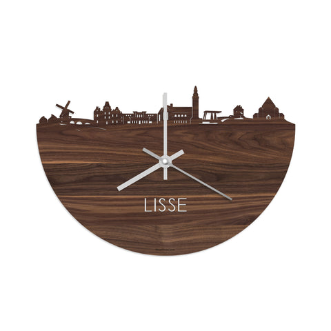 Skyline Klok Lisse Noten houten cadeau decoratie relatiegeschenk van WoodWideCities
