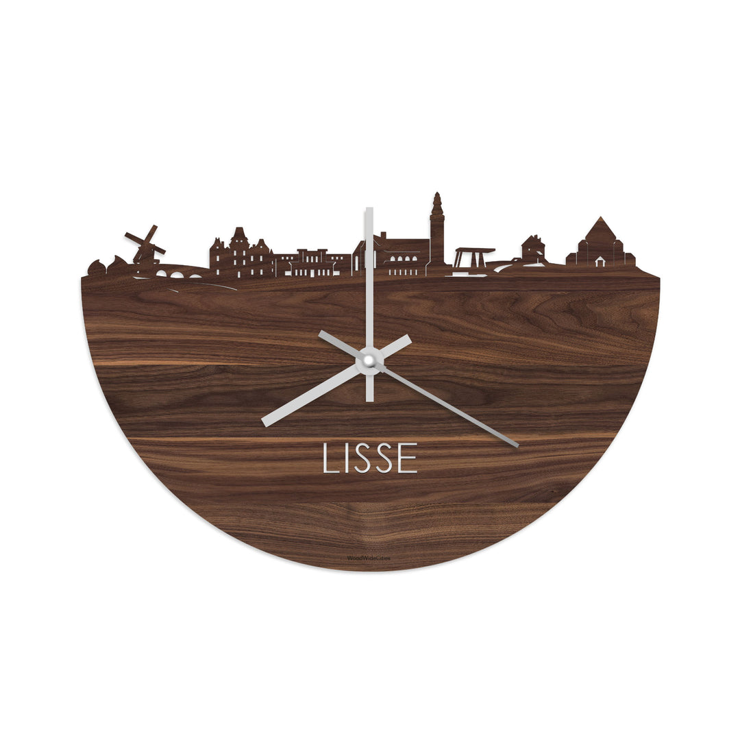 Skyline Klok Lisse Noten houten cadeau decoratie relatiegeschenk van WoodWideCities