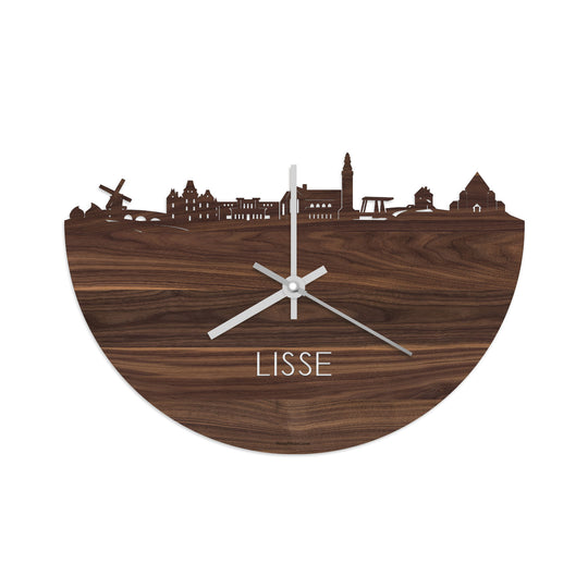 Skyline Klok Lisse Noten houten cadeau decoratie relatiegeschenk van WoodWideCities