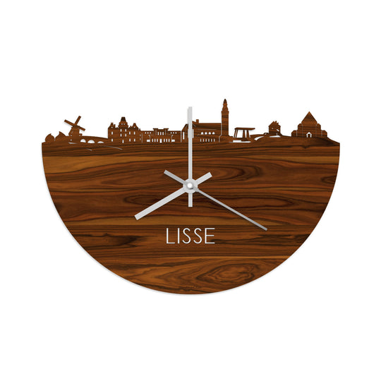 Skyline Klok Lisse Palissander houten cadeau decoratie relatiegeschenk van WoodWideCities