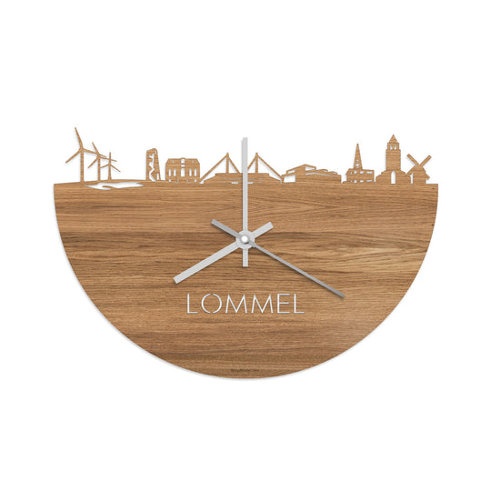 Skyline Klok Lommel Eiken houten cadeau wanddecoratie relatiegeschenk van WoodWideCities
