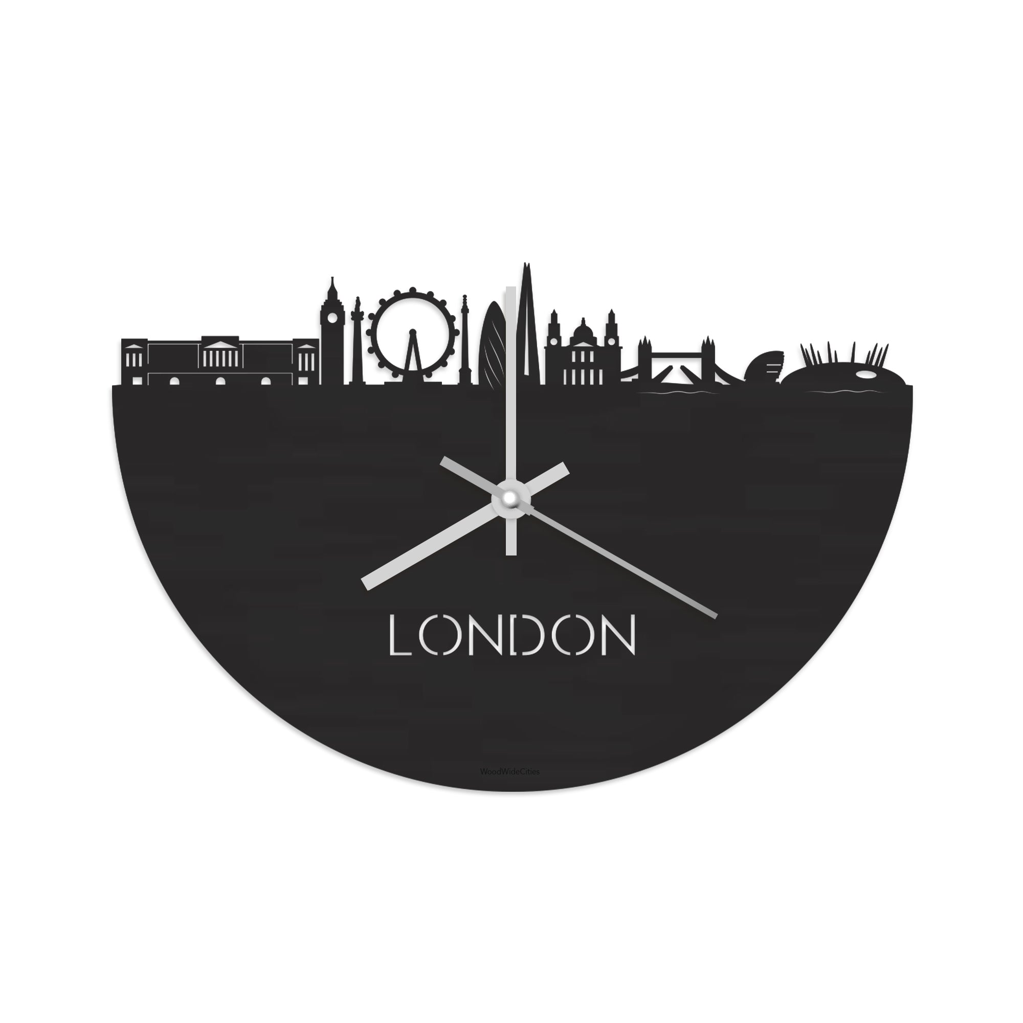 Skyline Klok London Black Zwart houten cadeau wanddecoratie relatiegeschenk van WoodWideCities
