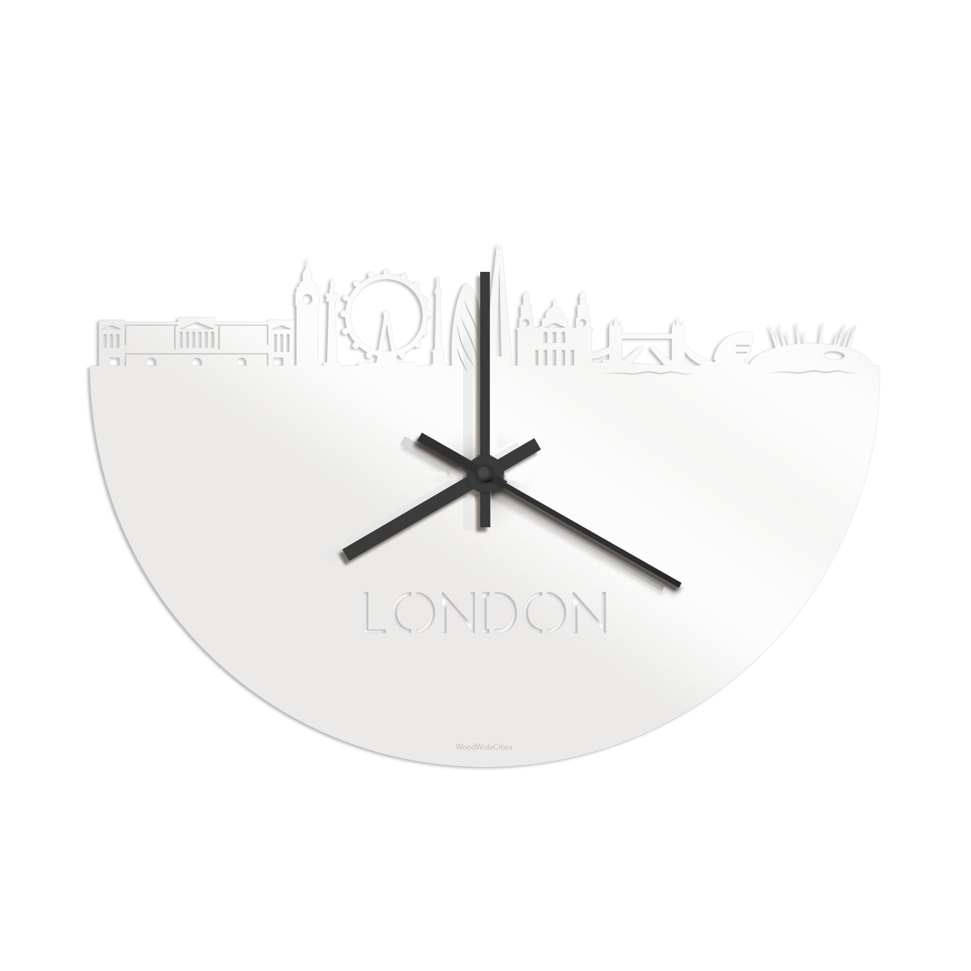 Skyline Klok London Wit glanzend gerecycled kunststof cadeau wanddecoratie relatiegeschenk van WoodWideCities