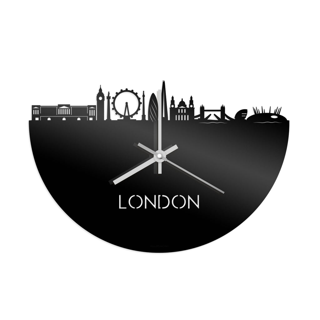 Skyline Klok London Zwart glanzend gerecycled kunststof cadeau wanddecoratie relatiegeschenk van WoodWideCities