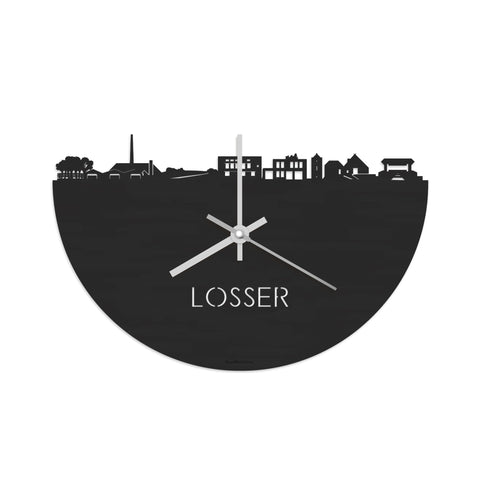 Skyline Klok Losser Black Zwart houten cadeau decoratie relatiegeschenk van WoodWideCities