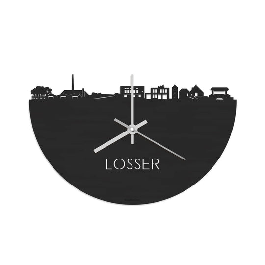 Skyline Klok Losser Black Zwart houten cadeau decoratie relatiegeschenk van WoodWideCities
