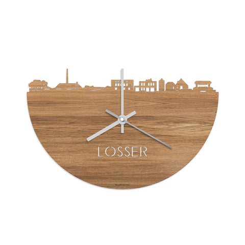 Skyline Klok Losser Eiken houten cadeau decoratie relatiegeschenk van WoodWideCities