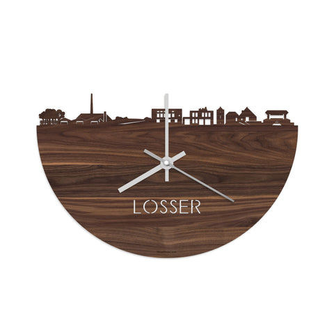 Skyline Klok Losser Noten houten cadeau decoratie relatiegeschenk van WoodWideCities