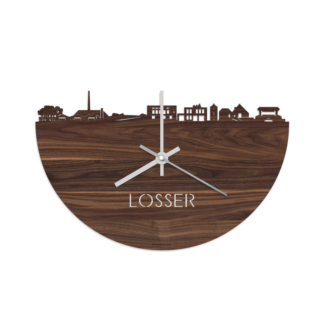 Skyline Klok Losser Noten houten cadeau decoratie relatiegeschenk van WoodWideCities