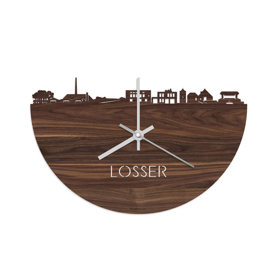 Skyline Klok Losser Noten houten cadeau decoratie relatiegeschenk van WoodWideCities