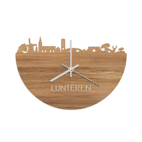 Skyline Klok Lunteren Eiken houten cadeau decoratie relatiegeschenk van WoodWideCities