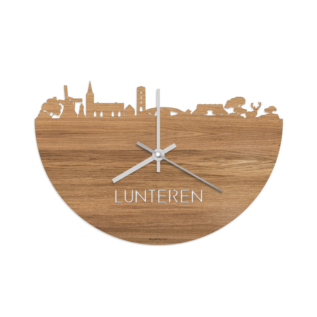 Skyline Klok Lunteren Eiken houten cadeau decoratie relatiegeschenk van WoodWideCities