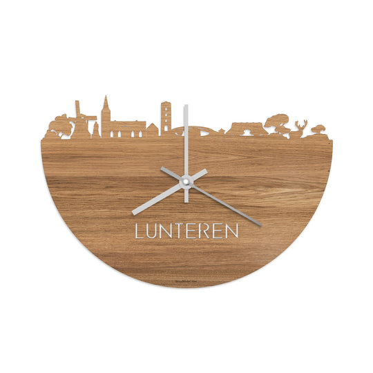 Skyline Klok Lunteren Eiken houten cadeau decoratie relatiegeschenk van WoodWideCities