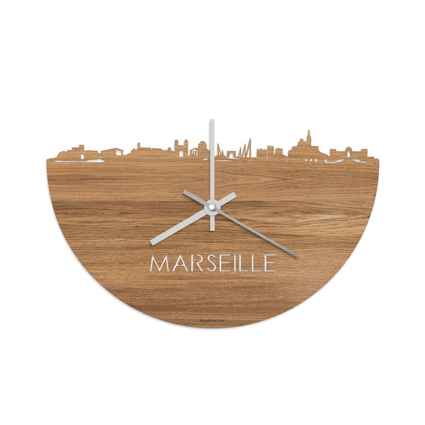 Skyline Klok Marseille Eiken houten cadeau decoratie relatiegeschenk van WoodWideCities