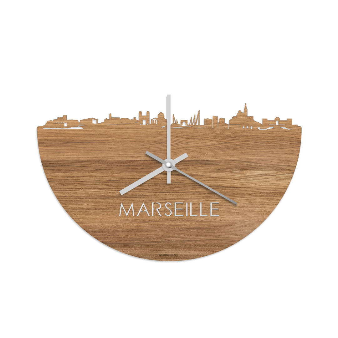 Skyline Klok Marseille Eiken houten cadeau decoratie relatiegeschenk van WoodWideCities