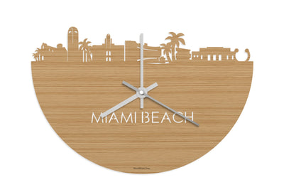 Skyline Clock Miami Beach Bamboo