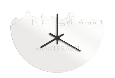 Skyline Clock Miami Beach White Glossy