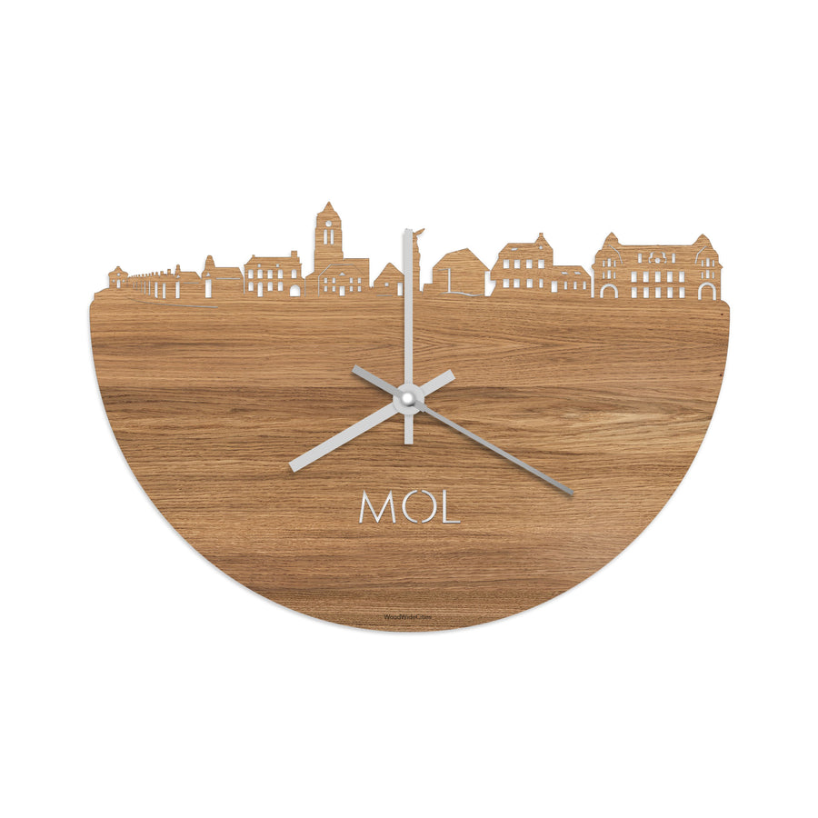 Skyline Klok Mol Eiken houten cadeau decoratie relatiegeschenk van WoodWideCities