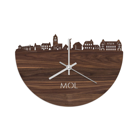 Skyline Klok Mol Noten houten cadeau decoratie relatiegeschenk van WoodWideCities