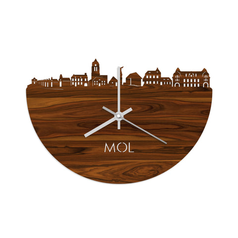 Skyline Klok Mol Palissander houten cadeau decoratie relatiegeschenk van WoodWideCities
