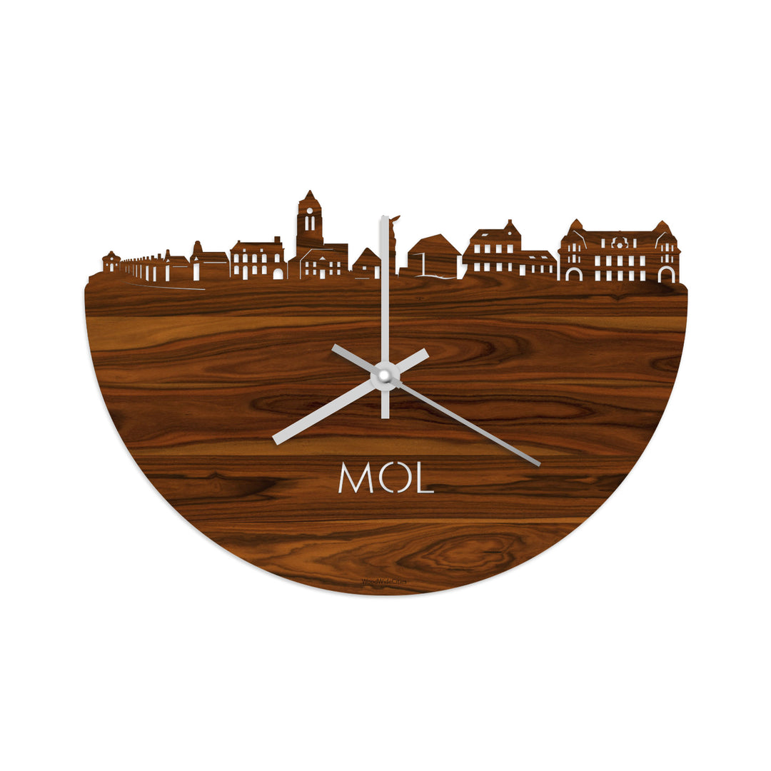 Skyline Klok Mol Palissander houten cadeau decoratie relatiegeschenk van WoodWideCities
