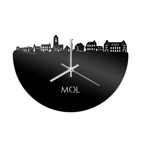 Skyline Klok Mol Zwart glanzend gerecycled kunststof cadeau decoratie relatiegeschenk van WoodWideCities