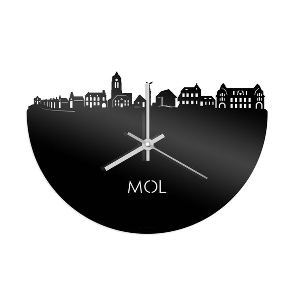 Skyline Klok Mol Zwart glanzend gerecycled kunststof cadeau decoratie relatiegeschenk van WoodWideCities