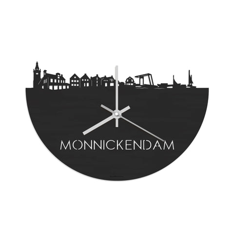 Skyline Klok Monnickendam Black Zwart houten cadeau decoratie relatiegeschenk van WoodWideCities