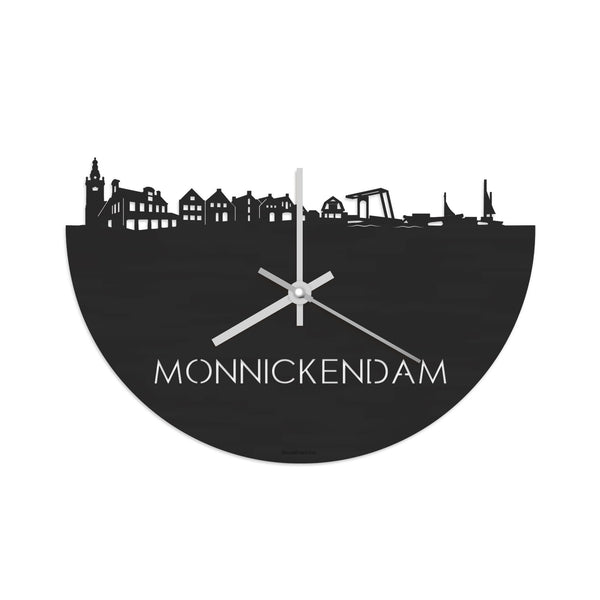Skyline Klok Monnickendam Black Zwart houten cadeau decoratie relatiegeschenk van WoodWideCities
