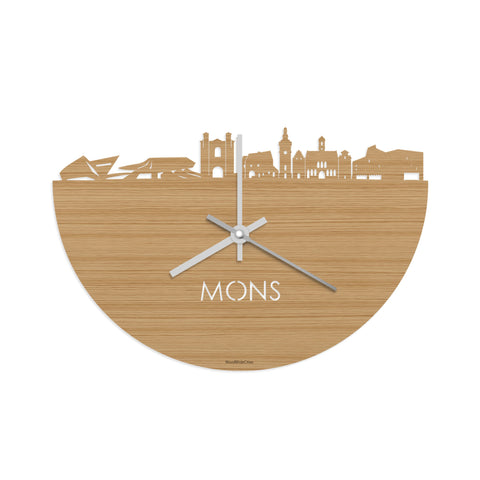 Skyline Klok Mons Bamboe houten cadeau decoratie relatiegeschenk van WoodWideCities