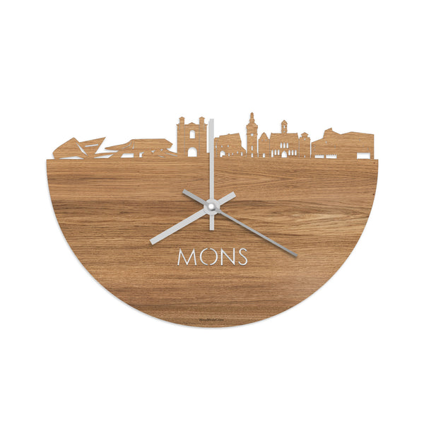 Skyline Klok Mons Eiken houten cadeau decoratie relatiegeschenk van WoodWideCities