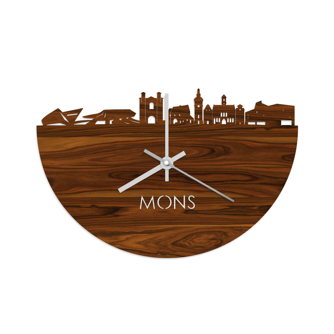 Skyline Klok Mons Palissander houten cadeau decoratie relatiegeschenk van WoodWideCities