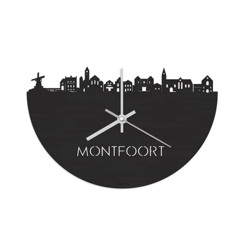 Skyline Klok Montfoort Black Zwart houten cadeau decoratie relatiegeschenk van WoodWideCities