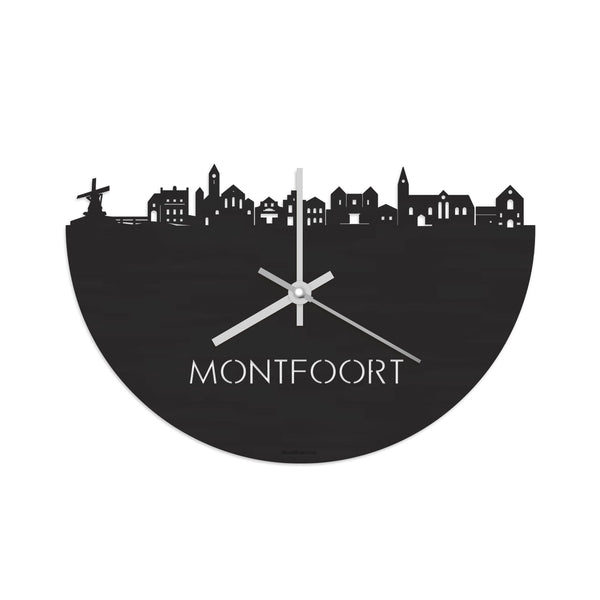 Skyline Klok Montfoort Black Zwart houten cadeau decoratie relatiegeschenk van WoodWideCities