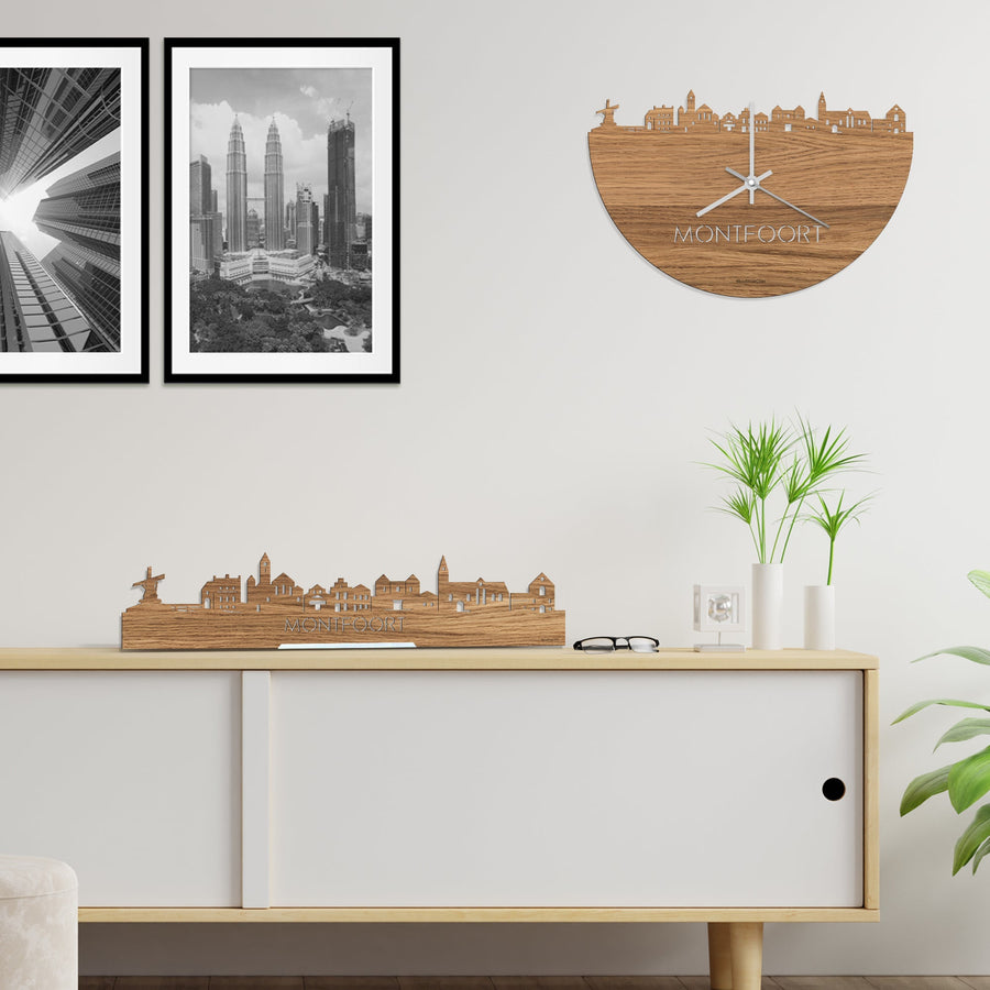 Skyline Klok Montfoort Eiken houten cadeau decoratie relatiegeschenk van WoodWideCities