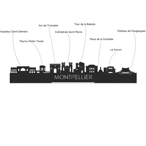 Skyline Klok Montpellier Palissander houten cadeau decoratie relatiegeschenk van WoodWideCities